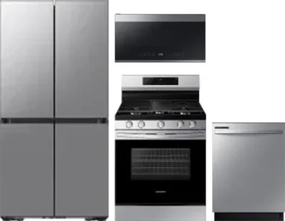 4 Piece Package Includes Refrigerator, Range, Microwave And Dishwasher