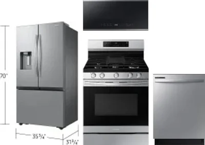 4 Piece Package Includes Refrigerator, Range, Microwave And Dishwasher