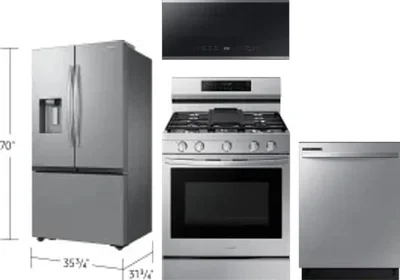 4 Piece Package Includes Refrigerator, Range, Microwave And Dishwasher