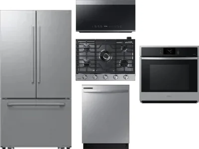 5 Piece Package Includes Refrigerator, Cooktop, Wall Oven, Microwave And Dishwasher