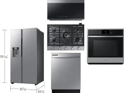 5 Piece Package Includes Refrigerator, Cooktop, Wall Oven, Microwave And Dishwasher