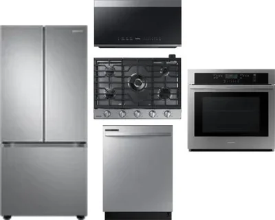 5 Piece Package Includes Refrigerator, Cooktop, Wall Oven, Microwave And Dishwasher