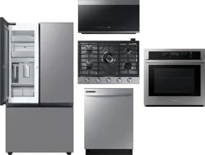 5 Piece Package Includes Refrigerator, Cooktop, Wall Oven, Microwave And Dishwasher