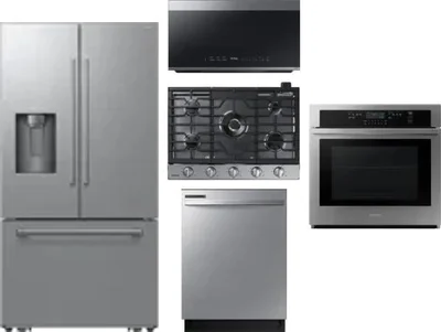 5 Piece Package Includes Refrigerator, Cooktop, Wall Oven, Microwave And Dishwasher