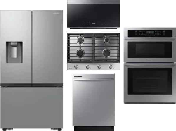 5 Piece Package Includes Refrigerator, Cooktop, Wall Oven, Microwave And Dishwasher