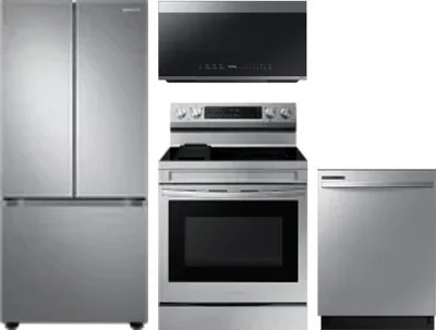 4 Piece Package Includes Refrigerator, Range, Microwave And Dishwasher