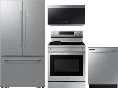 4 Piece Package Includes Refrigerator, Range, Microwave And Dishwasher