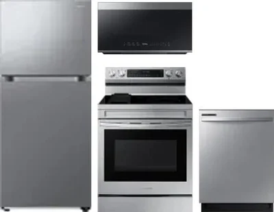 4 Piece Package Includes Refrigerator, Range, Microwave And Dishwasher