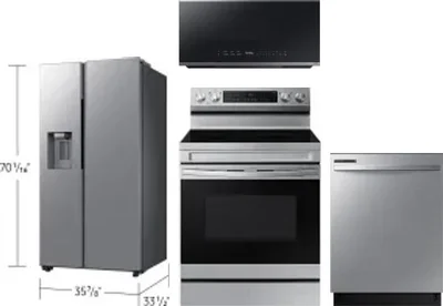4 Piece Package Includes Refrigerator, Range, Microwave And Dishwasher