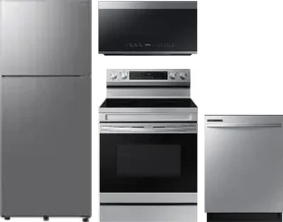 4 Piece Package Includes Refrigerator, Range, Microwave And Dishwasher