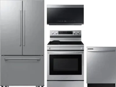 4 Piece Package Includes Refrigerator, Range, Microwave And Dishwasher