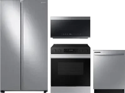 4 Piece Package Includes Refrigerator, Range, Microwave And Dishwasher