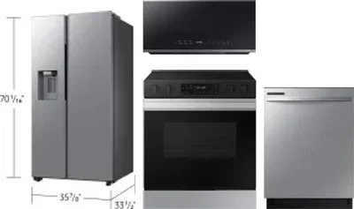 4 Piece Package Includes Refrigerator, Range, Microwave And Dishwasher