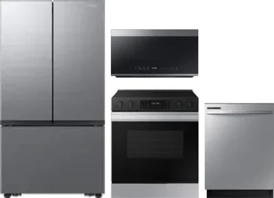 4 Piece Package Includes Refrigerator, Range, Microwave And Dishwasher