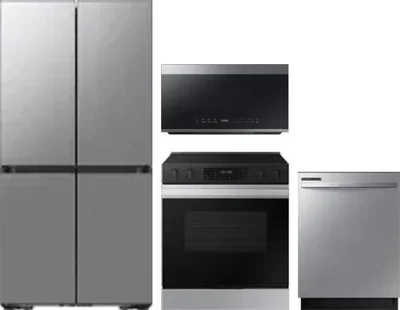 4 Piece Package Includes Refrigerator, Range, Microwave And Dishwasher