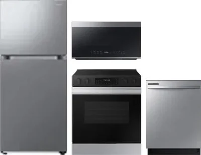 4 Piece Package Includes Refrigerator, Range, Microwave And Dishwasher