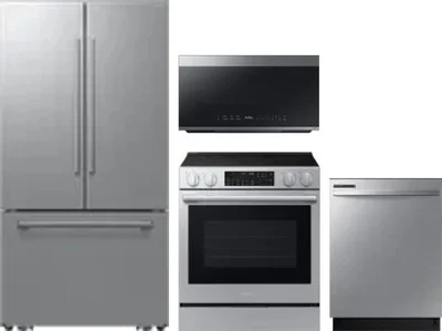 4 Piece Package Includes Refrigerator, Range, Microwave And Dishwasher