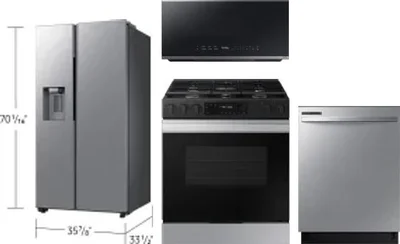 4 Piece Package Includes Refrigerator, Range, Microwave And Dishwasher