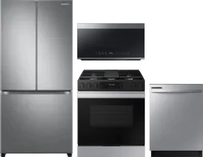4 Piece Package Includes Refrigerator, Range, Microwave And Dishwasher