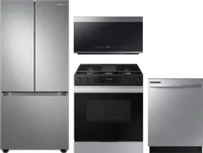 4 Piece Package Includes Refrigerator, Range, Microwave And Dishwasher