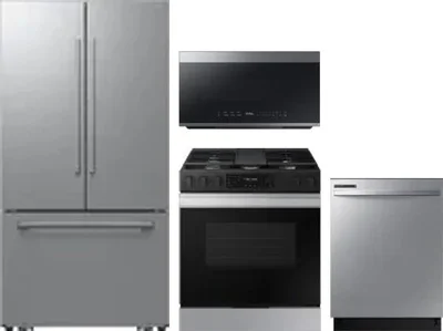 4 Piece Package Includes Refrigerator, Range, Microwave And Dishwasher