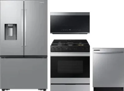 4 Piece Package Includes Refrigerator, Range, Microwave And Dishwasher
