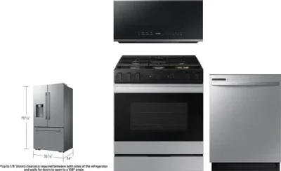 4 Piece Package Includes Refrigerator, Range, Microwave And Dishwasher