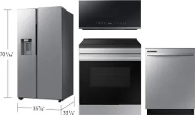 4 Piece Package Includes Refrigerator, Range, Microwave And Dishwasher
