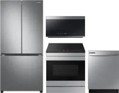 4 Piece Package Includes Refrigerator, Range, Microwave And Dishwasher