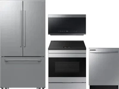 4 Piece Package Includes Refrigerator, Range, Microwave And Dishwasher