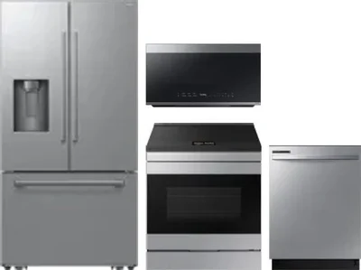 4 Piece Package Includes Refrigerator, Range, Microwave And Dishwasher