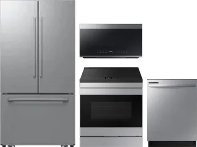 4 Piece Package Includes Refrigerator, Range, Microwave And Dishwasher
