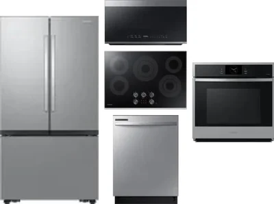 5 Piece Package Includes Refrigerator, Cooktop, Wall Oven, Microwave And Dishwasher