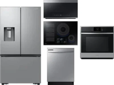 5 Piece Package Includes Refrigerator, Cooktop, Wall Oven, Microwave And Dishwasher