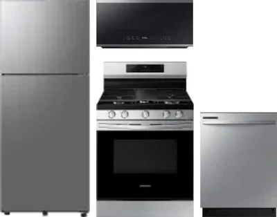 4 Piece Package Includes Refrigerator, Range, Microwave And Dishwasher