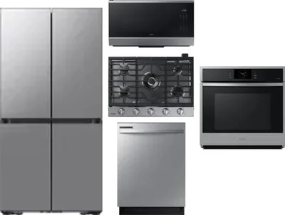 5 Piece Package Includes Refrigerator, Cooktop, Wall Oven, Microwave And Dishwasher