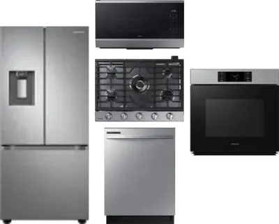 5 Piece Package Includes Refrigerator, Cooktop, Wall Oven, Microwave And Dishwasher