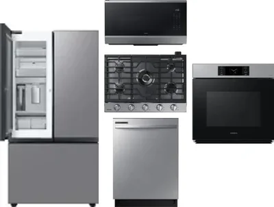 5 Piece Package Includes Refrigerator, Cooktop, Wall Oven, Microwave And Dishwasher