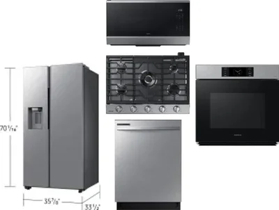 5 Piece Package Includes Refrigerator, Cooktop, Wall Oven, Microwave And Dishwasher