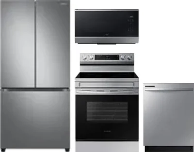 4 Piece Package Includes Refrigerator, Range, Microwave And Dishwasher