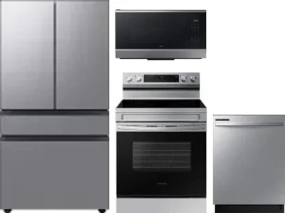 4 Piece Package Includes Refrigerator, Range, Microwave And Dishwasher