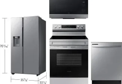 4 Piece Package Includes Refrigerator, Range, Microwave And Dishwasher