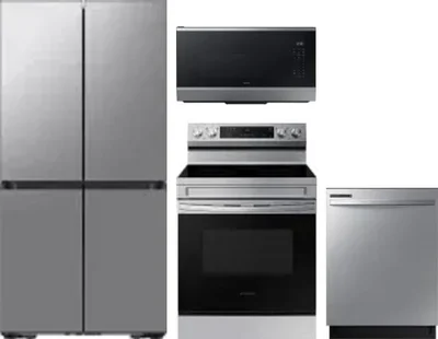 4 Piece Package Includes Refrigerator, Range, Microwave And Dishwasher
