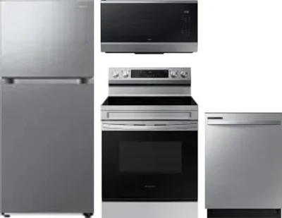 4 Piece Package Includes Refrigerator, Range, Microwave And Dishwasher