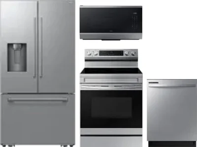 4 Piece Package Includes Refrigerator, Range, Microwave And Dishwasher