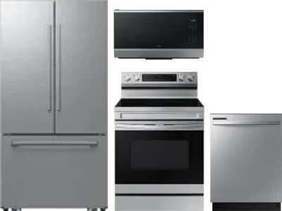 4 Piece Package Includes Refrigerator, Range, Microwave And Dishwasher