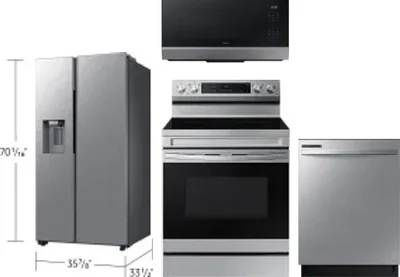 4 Piece Package Includes Refrigerator, Range, Microwave And Dishwasher