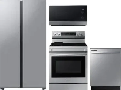 4 Piece Package Includes Refrigerator, Range, Microwave And Dishwasher