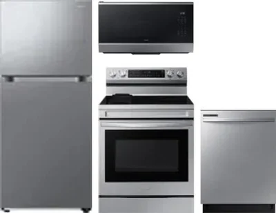4 Piece Package Includes Refrigerator, Range, Microwave And Dishwasher