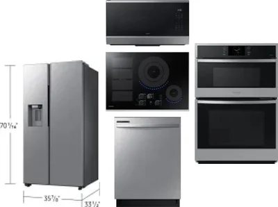 5 Piece Package Includes Refrigerator, Cooktop, Wall Oven, Microwave And Dishwasher
